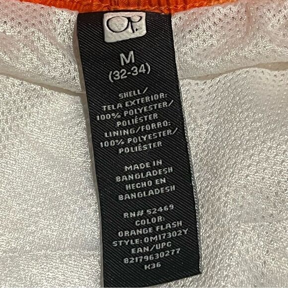 OP Men's Board Shorts Orange Leaf Pattern Size Medium(32-34) - Picture 5 of 8